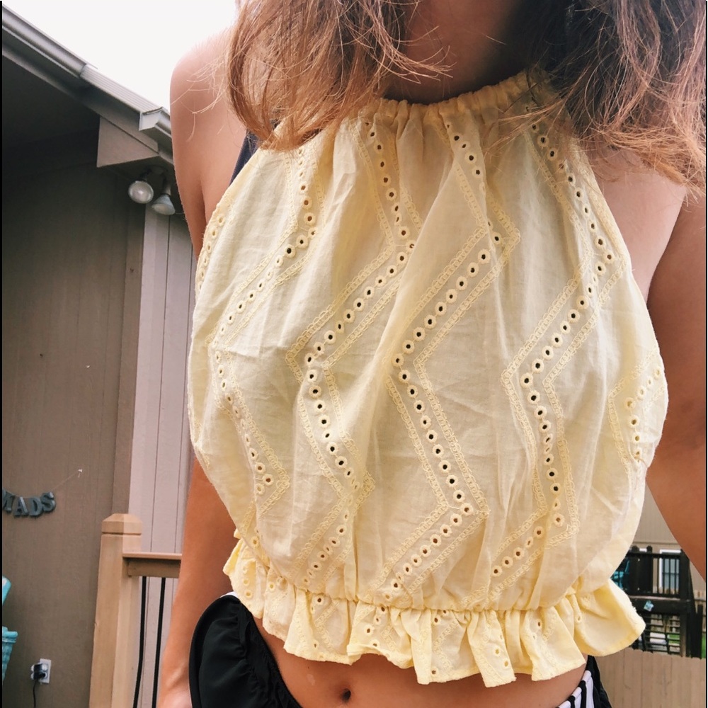 Forever 21 Yellow Blouse Crop Top